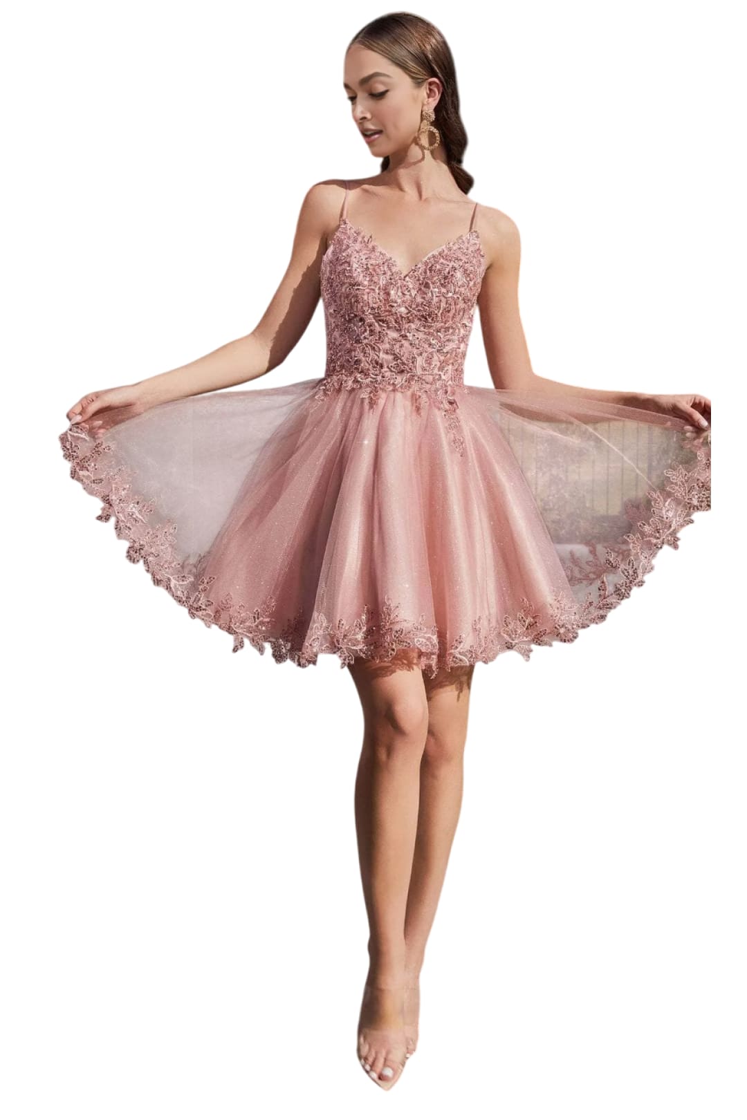 Embroidered Sleeveless Cocktail Dress 2025 Elegant Party Dress - Blush / XS - Prom