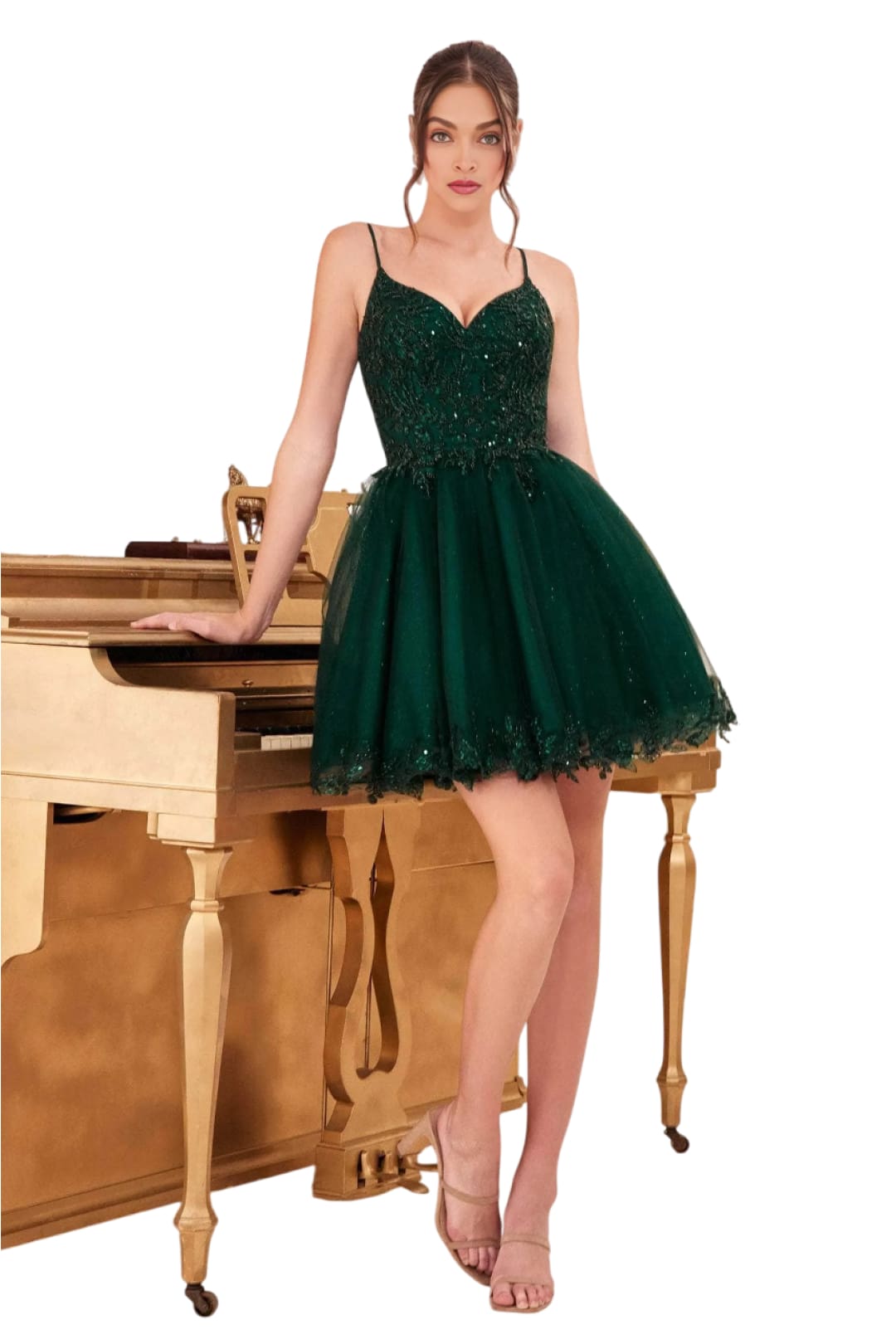 Embroidered Sleeveless Cocktail Dress 2025 Elegant Party Dress - Emerald / XS - Prom