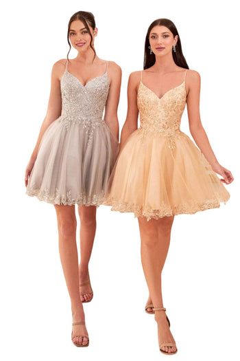 Embroidered Sleeveless Cocktail Dress 2025 Elegant Party Dress - Silver / S - Prom