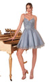Embroidered Sleeveless Cocktail Dress 2025 Elegant Party Dress - Smoky Blue / XXS - Prom