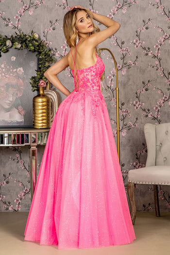 Embroidered Sleeveless Glitter Slit Gown by GLS Gloria GL3218 - Long Formal Dresses
