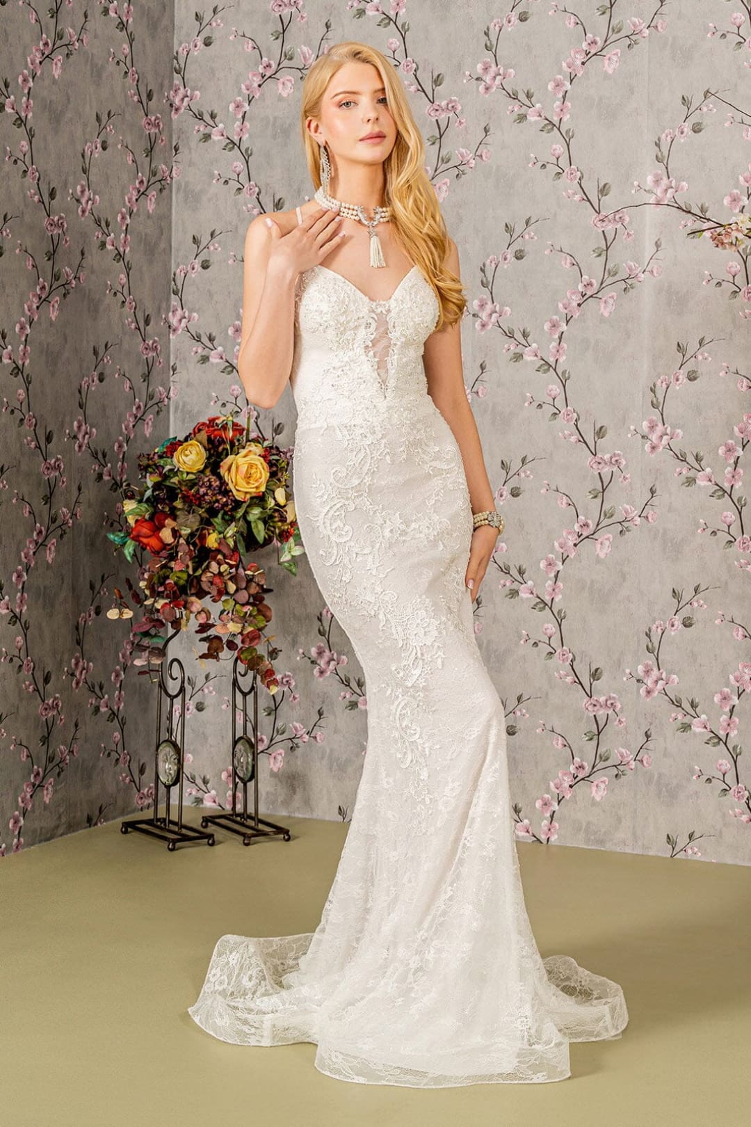 Embroidered Sleeveless Lace Bridal Gown by GLS Gloria GL3442 - XS / Ivory - Long Formal Dresses