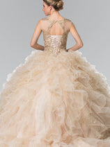 Embroidered Sleeveless Ruffled Ballgown by Elizabeth K GL2208