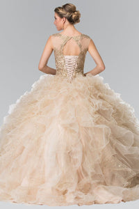 Embroidered Sleeveless Ruffled Ballgown by Elizabeth K GL2208 - Quinceanera Dresses