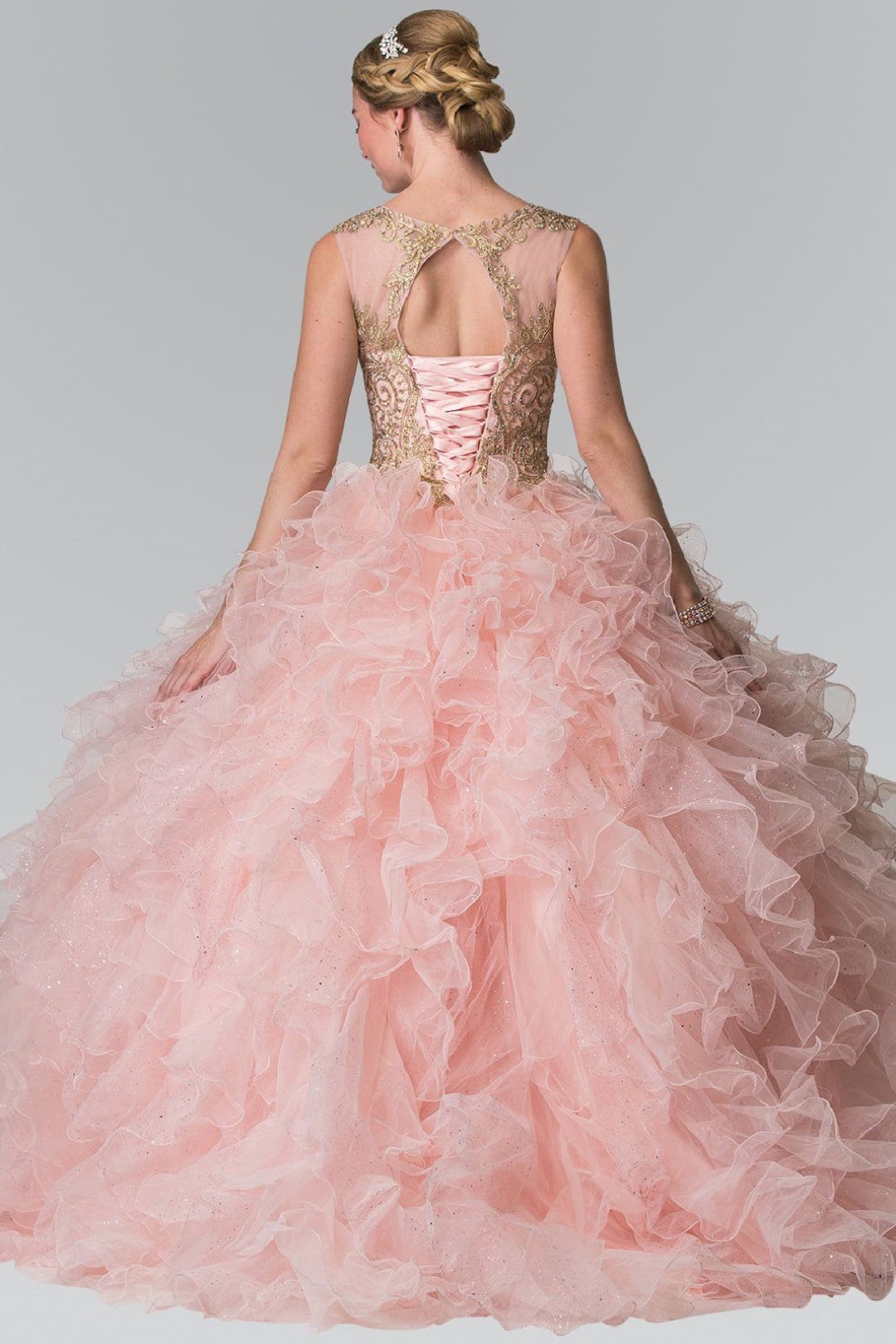 Embroidered Sleeveless Ruffled Ballgown by Elizabeth K GL2208 - Quinceanera Dresses