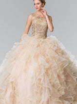 Embroidered Sleeveless Ruffled Ballgown by Elizabeth K GL2208