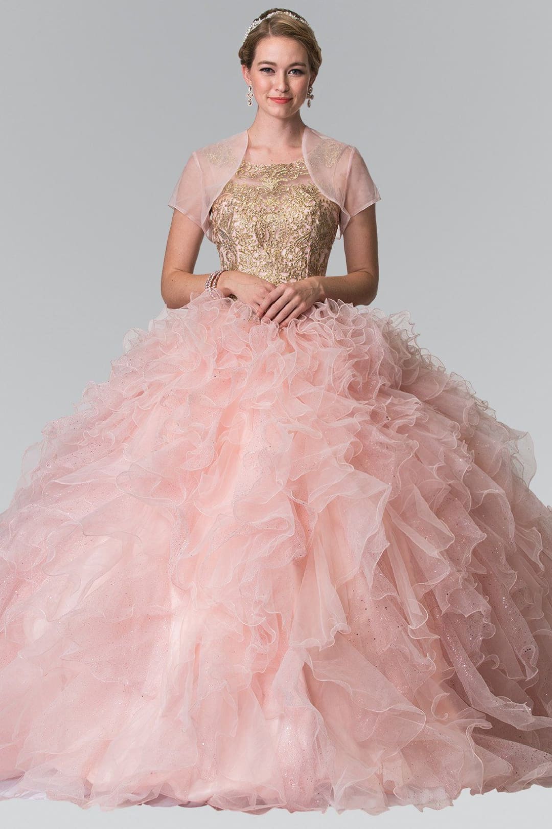 Embroidered Sleeveless Ruffled Ballgown by Elizabeth K GL2208-Quinceanera Dresses-ABC Fashion