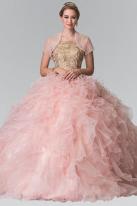 Embroidered Sleeveless Ruffled Ballgown by Elizabeth K GL2208-Quinceanera Dresses-ABC Fashion