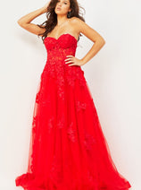 Embroidered Strapless A-line Gown by Jovani 07901