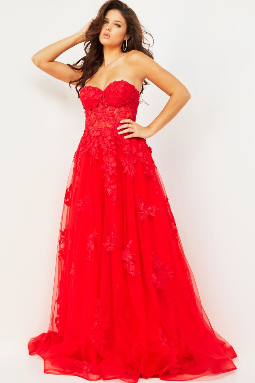 Embroidered Strapless A-line Gown by Jovani 07901 - Long Formal Dresses