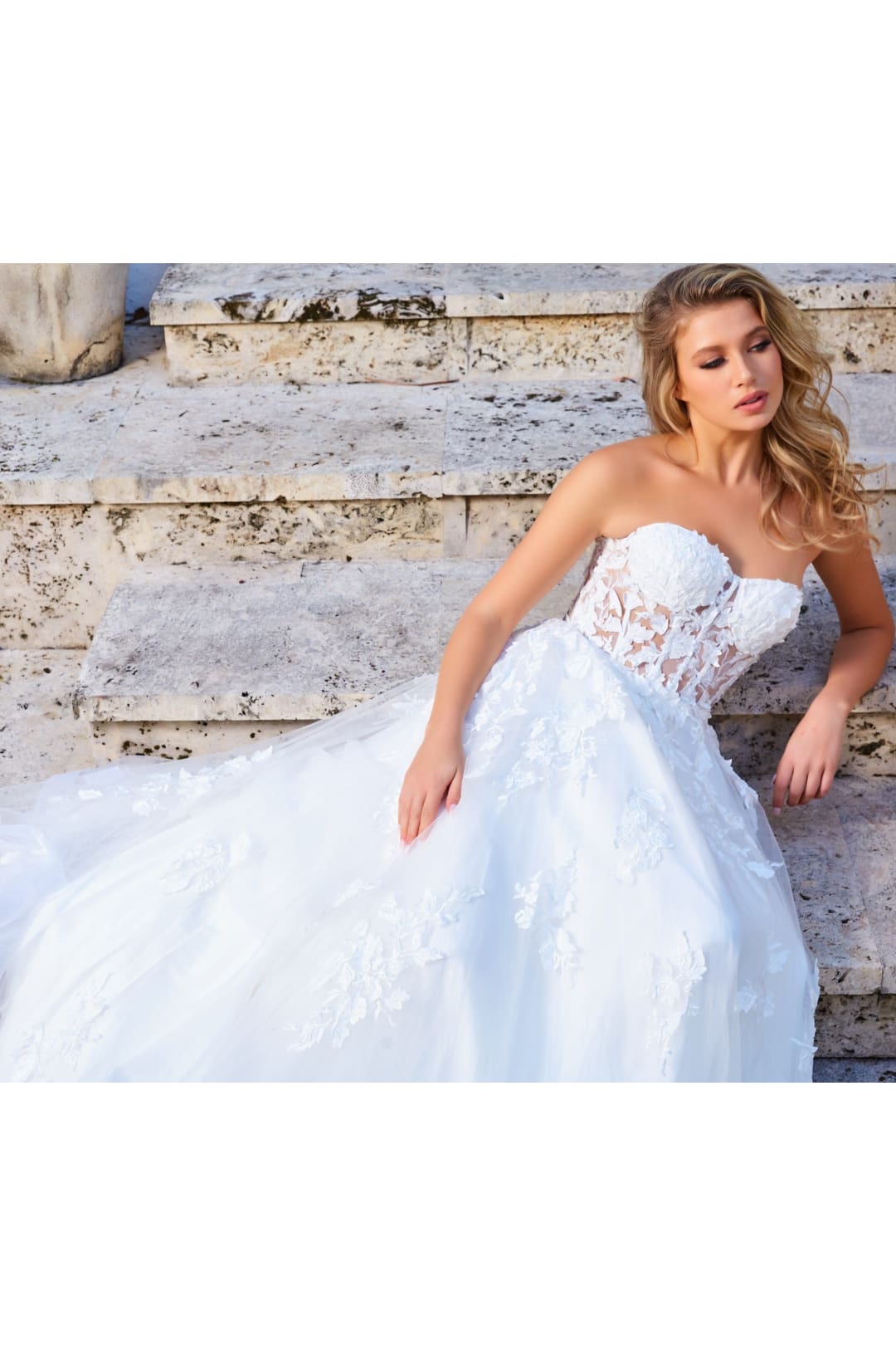 Embroidered Strapless A-line Gown by Jovani 07901 - 00 / Off White - Long Formal Dresses