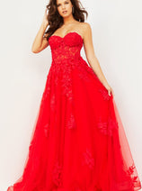 Embroidered Strapless A-line Gown by Jovani 07901