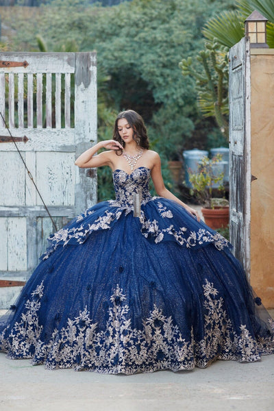 Embroidered Strapless Layered Ball Gown by Bella Princess PQ1051