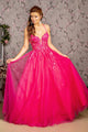Embroidered Strappy Back A-line Gown by GLS Gloria GL3229 - XS / Hot Pink - Long Formal Dresses