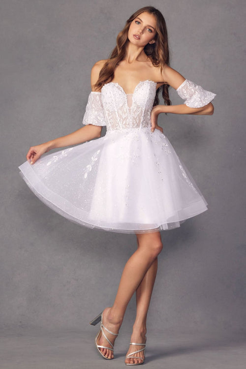 Embroidered Sweetheart Tulle Dress by Juliet 909 - Dress