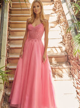 Embroidered Tulle Sparkle Gown by Juliet 268