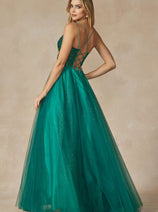 Embroidered Tulle Sparkle Gown by Juliet 268