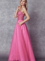 Embroidered Tulle Sparkle Gown by Juliet 268
