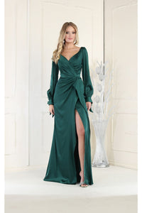 Emerald Christmas & Holiday Dress in Satin By May Queen MQ1974 - 4 / Green