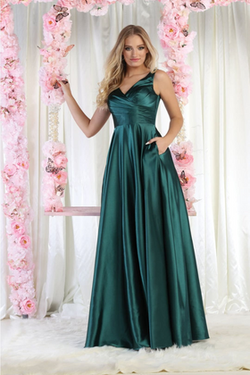 Hunter Green Christmas & Holiday Dress in Satin By May Queen MQ1994
