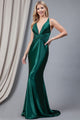 Amelia Couture AC5039 V-neck Open Back Prom Gown - Emerald Green / 2