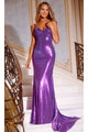 Empire-Waist Long Beaded Prom Dress: Jovani 220110 - Dark Purple / 00 - Apparel & Accessories > Clothing > Dresses