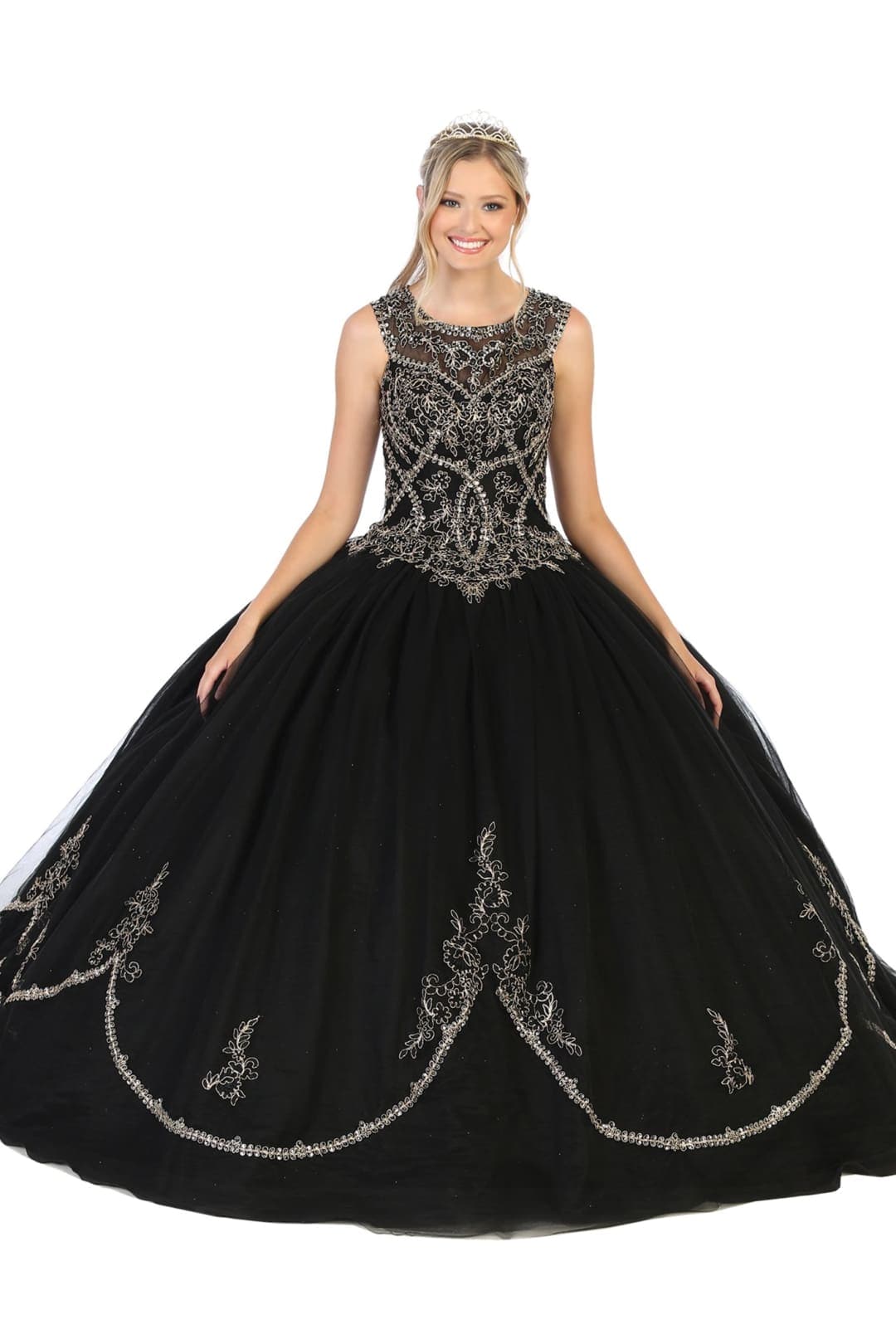 Enchanting Quinceanera Ball Gown - Black/Gold / 4