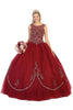 Enchanting Quinceanera Ball Gown - Burgundy/Gold / 4