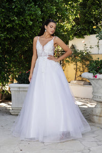 Engagement Dress Sleeveless Plunging Neck A-Line By May Queen MQ2135 - IVORY / 4 - Dress