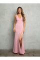 Prom Dresses Long Slit Fitted Formal Prom Dress Dusty Rose