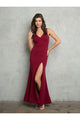 Prom Dresses Long Slit Fitted Formal Prom Dress Burgundy