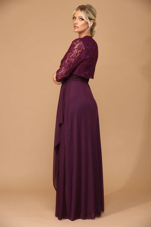 Eva USA 3094 Long Mother of the Bride Lace Chiffon Jacket Dress - Mother of the Bride Dress