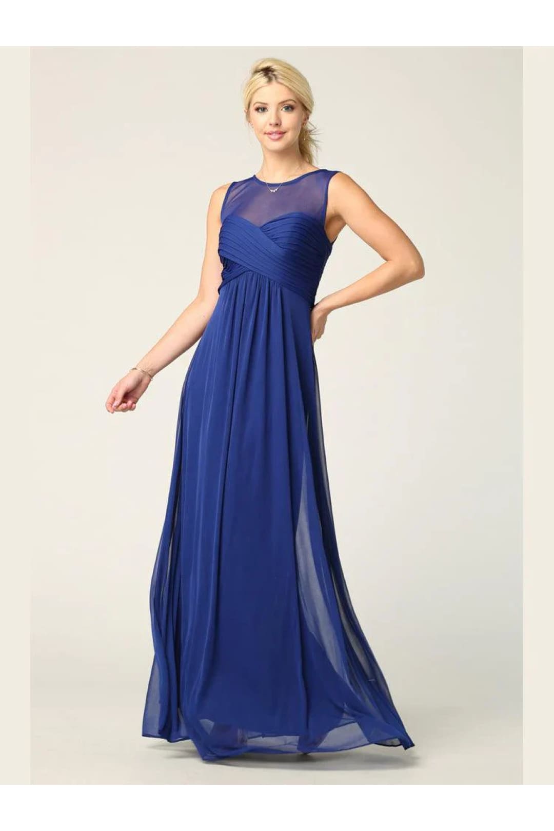 Eva USA 3153 Long Sleeveless Bridesmaids Stretch Chiffon Dress - Bridesmaids Dress