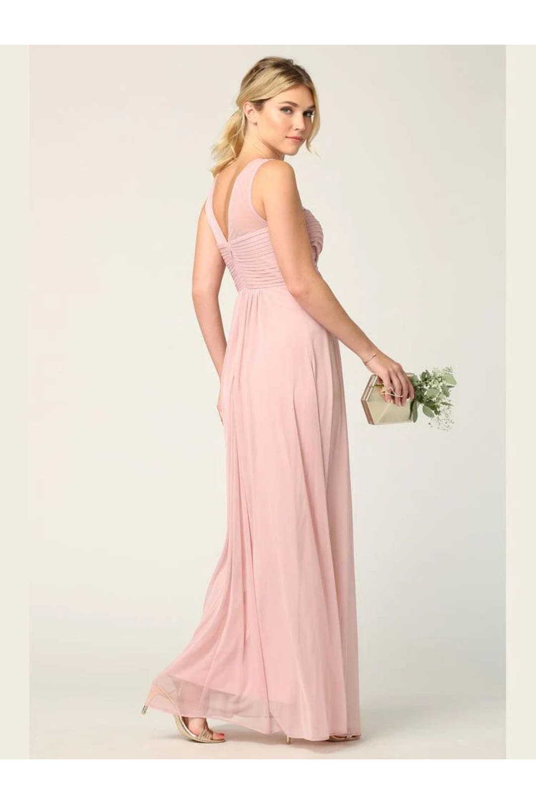 Eva USA 3153 Long Sleeveless Bridesmaids Stretch Chiffon Dress - Bridesmaids Dress