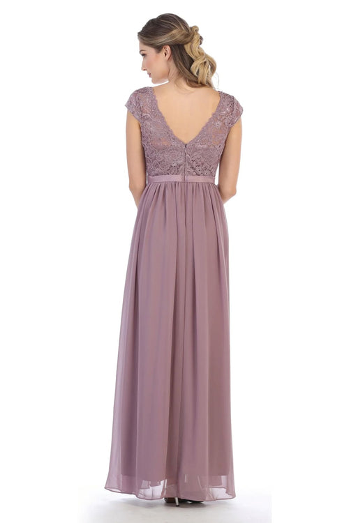 Eva USA 3161 Long Cap Sleeve Mother of the Bride Formal Dress - Mother of the Bride Dress