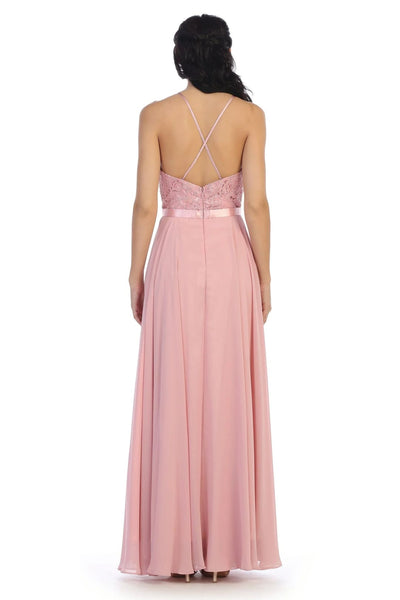 Eva USA 3216 Lace Halter Chiffon Long Bridesmaids Dress - Bridesmaids Dress