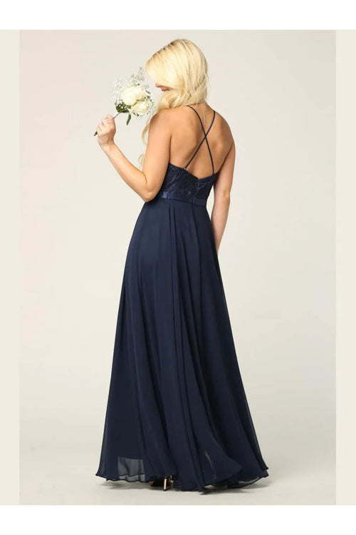 Eva USA 3216 Lace Halter Chiffon Long Bridesmaids Dress - Bridesmaids Dress