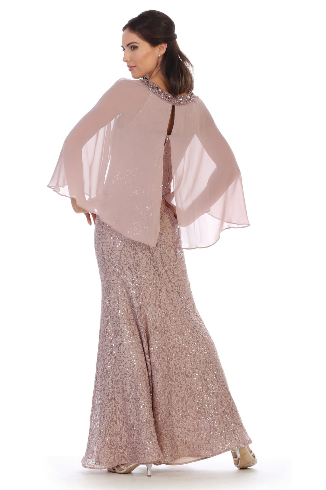 Eva USA 3276 Mother of the Bride Long Formal Cape Dress - Mother of the Bride Dress