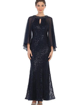 Eva USA 3276 Mother of the Bride Long Formal Cape Dress