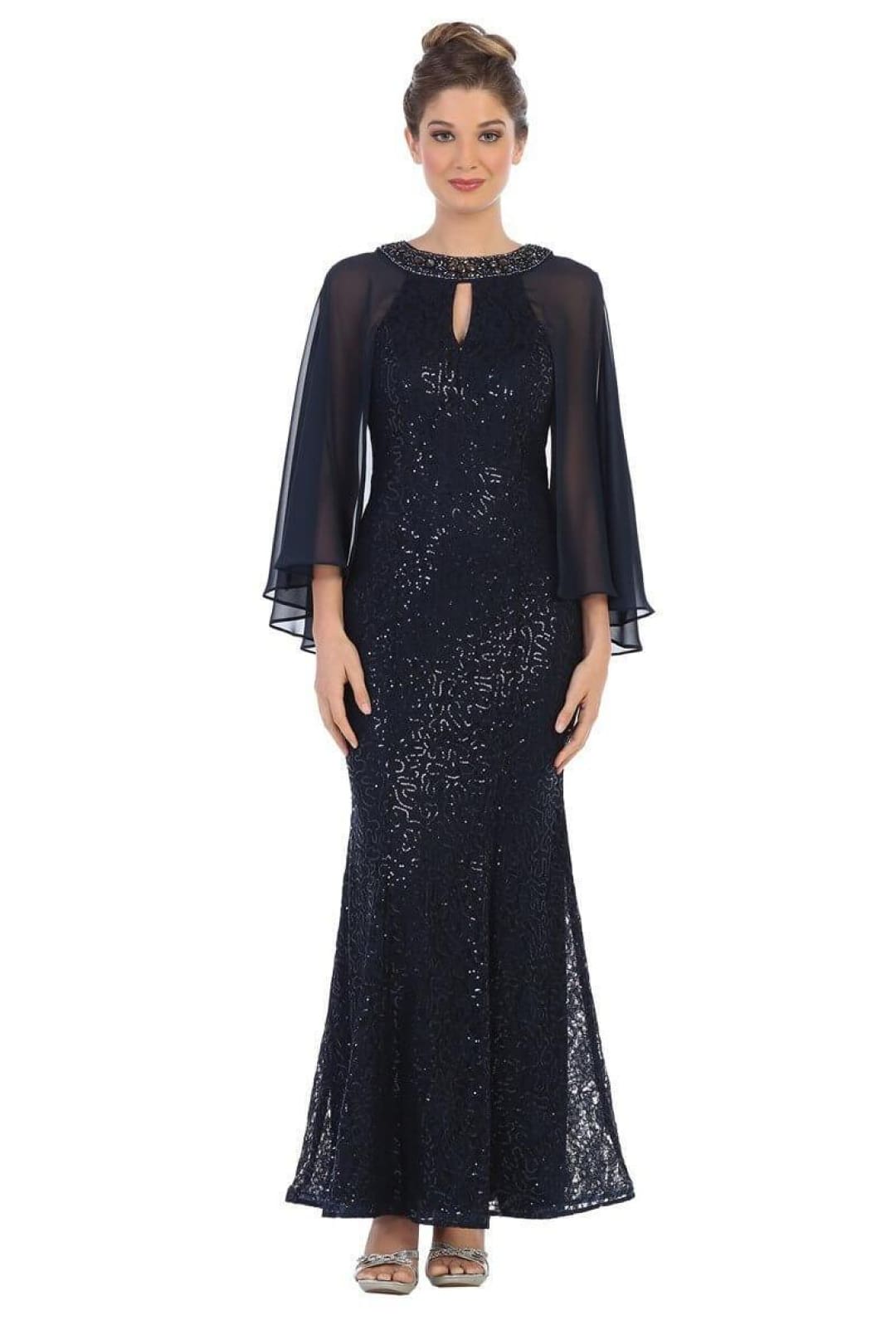 Eva USA 3276 Mother of the Bride Long Formal Cape Dress - Mother of the Bride Dress