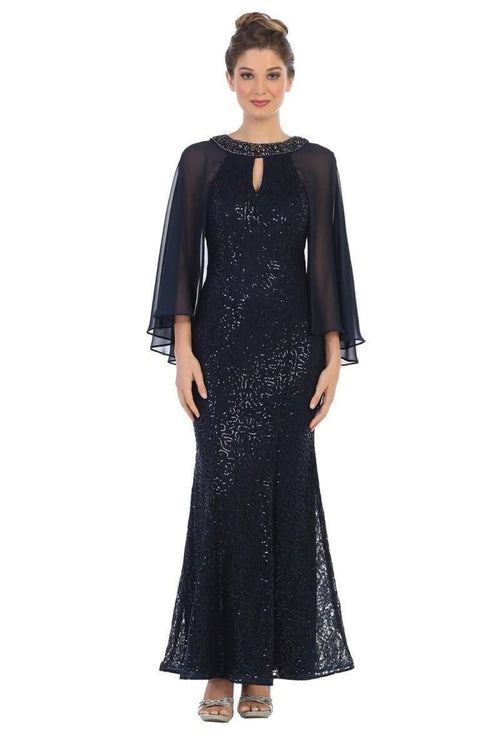 Eva USA 3276 Mother of the Bride Long Formal Cape Dress - Mother of the Bride Dress