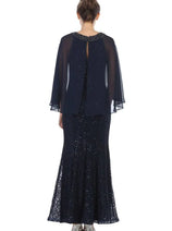 Eva USA 3276 Mother of the Bride Long Formal Cape Dress