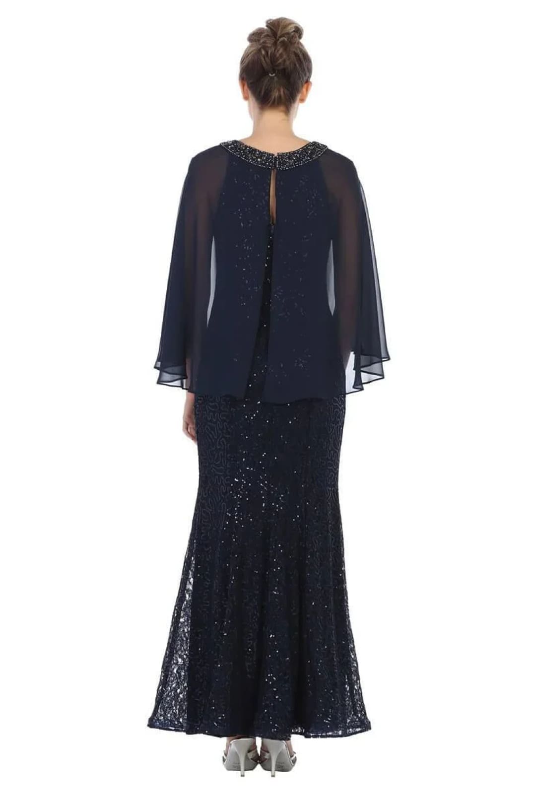 Eva USA 3276 Mother of the Bride Long Formal Cape Dress - Mother of the Bride Dress