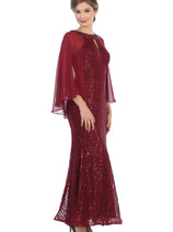 Eva USA 3276 Mother of the Bride Long Formal Cape Dress