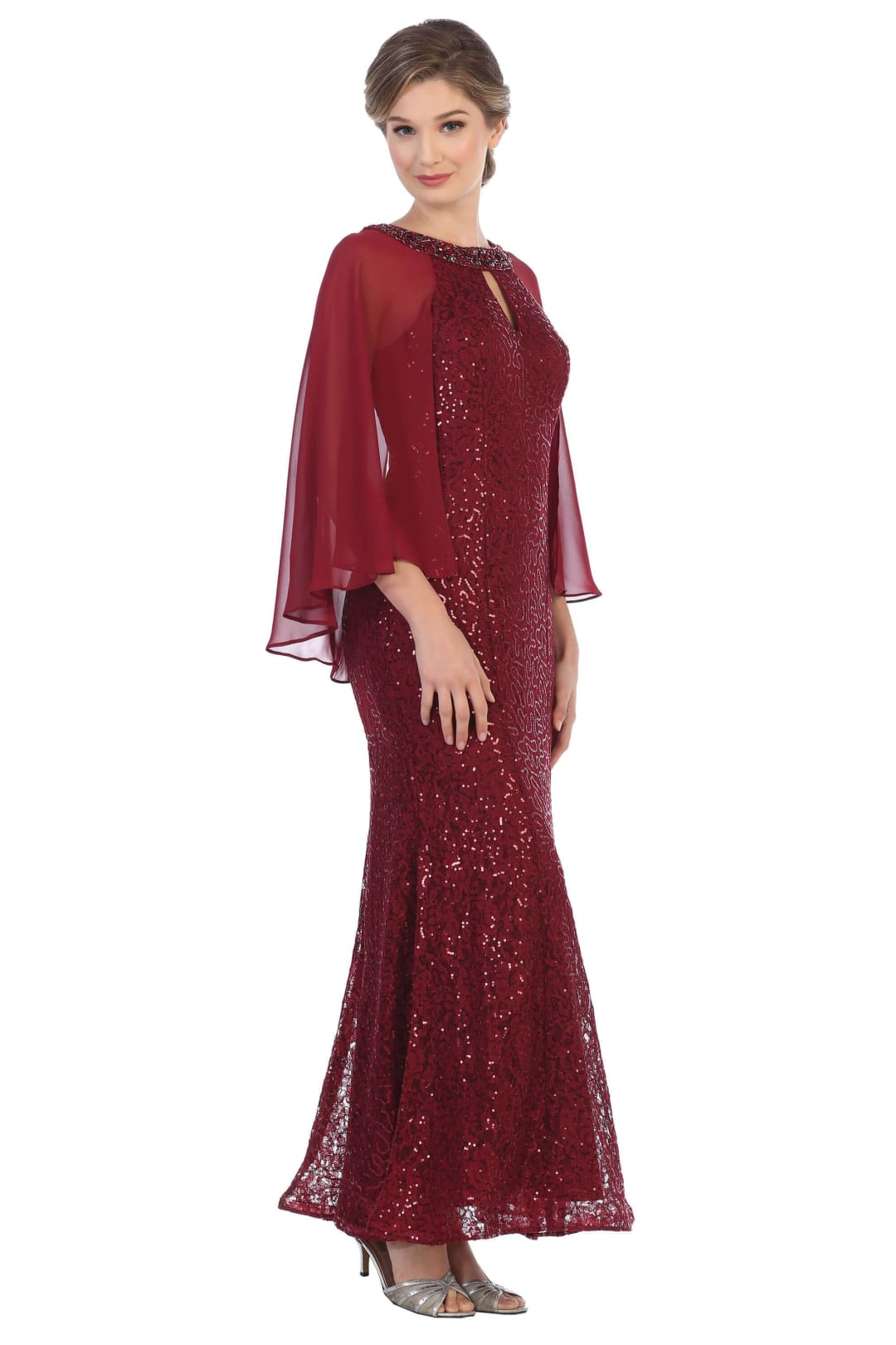 Eva USA 3276 Mother of the Bride Long Formal Cape Dress - Mother of the Bride Dress