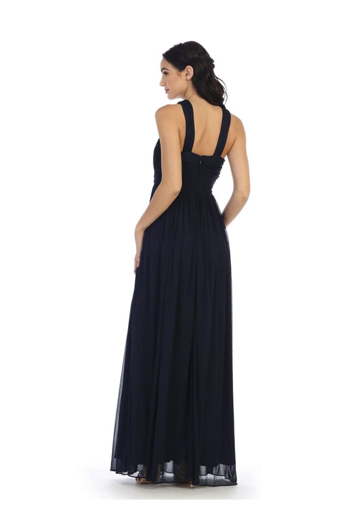 Eva USA 3280 Long Criss Cross Halter Bridesmaids Dress - Bridesmaids Dress