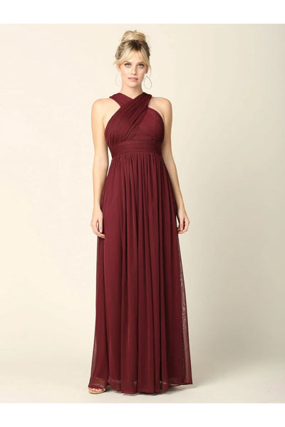 Eva USA 3280 Long Criss Cross Halter Bridesmaids Dress - Bridesmaids Dress