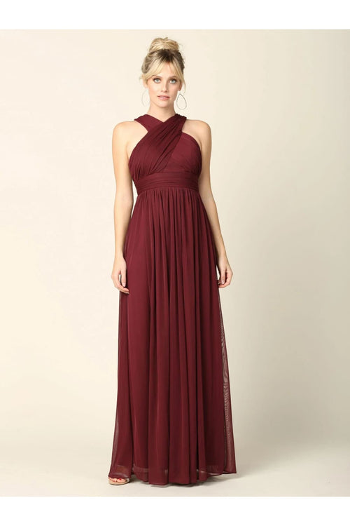 Eva USA 3280 Long Criss Cross Halter Bridesmaids Dress - Bridesmaids Dress