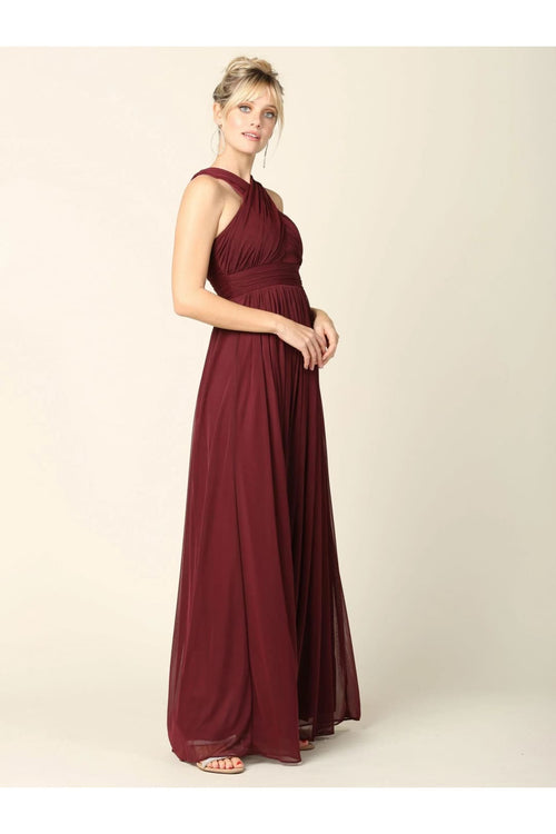 Eva USA 3280 Long Criss Cross Halter Bridesmaids Dress - Bridesmaids Dress
