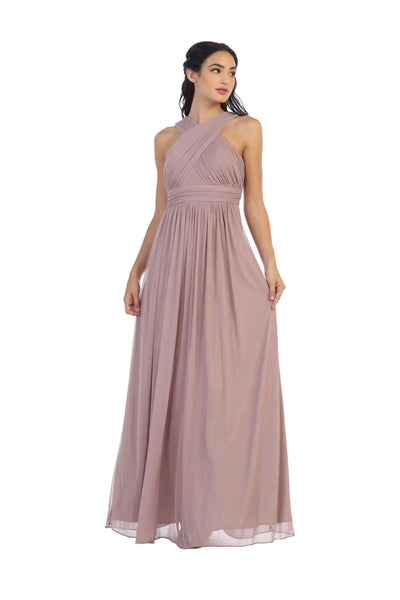 Eva USA 3280 Long Criss Cross Halter Bridesmaids Dress - Bridesmaids Dress
